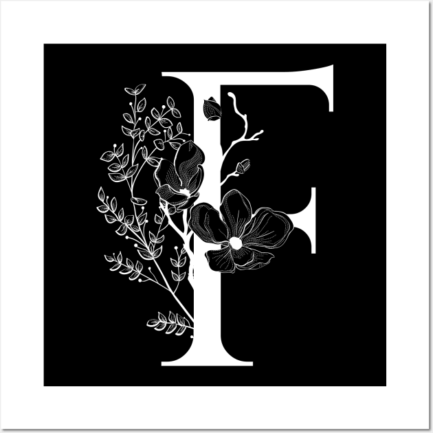 Letter F Monogram - Floral Initial Wall Art by ZenNature